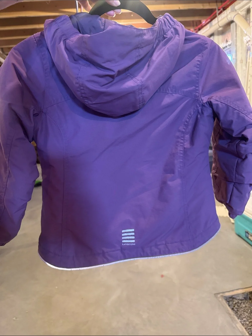 Lands' End Purple Hooded Puffer Jacket for Kids
